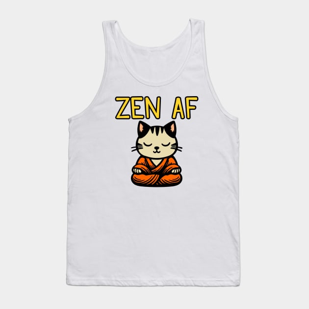 Cute Zen AF Meditating Cartoon Monk Cat (color version) Tank Top by Elvdant